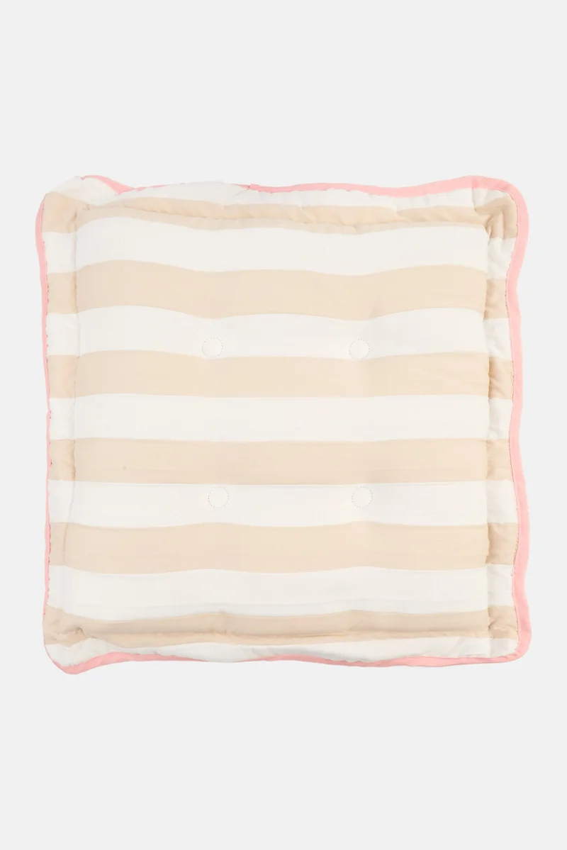 Muy Mucho Striped Seat Cushion 43 H x 43 L cm, White Combo