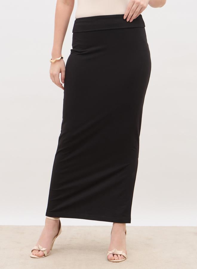 Styli Plain Bodycon Skirt with Wide Waistband - Image 2