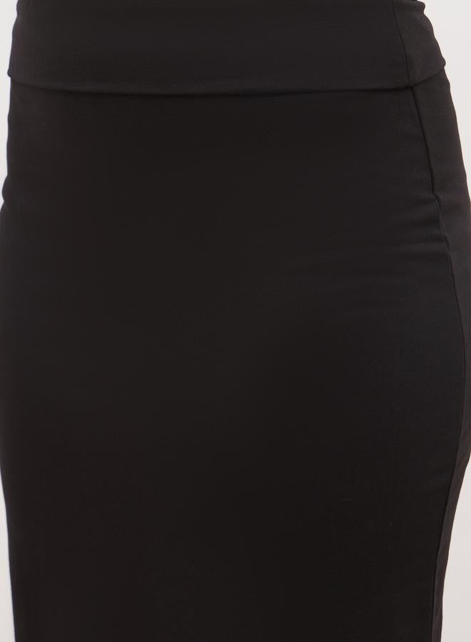 Styli Plain Bodycon Skirt with Wide Waistband - Image 4