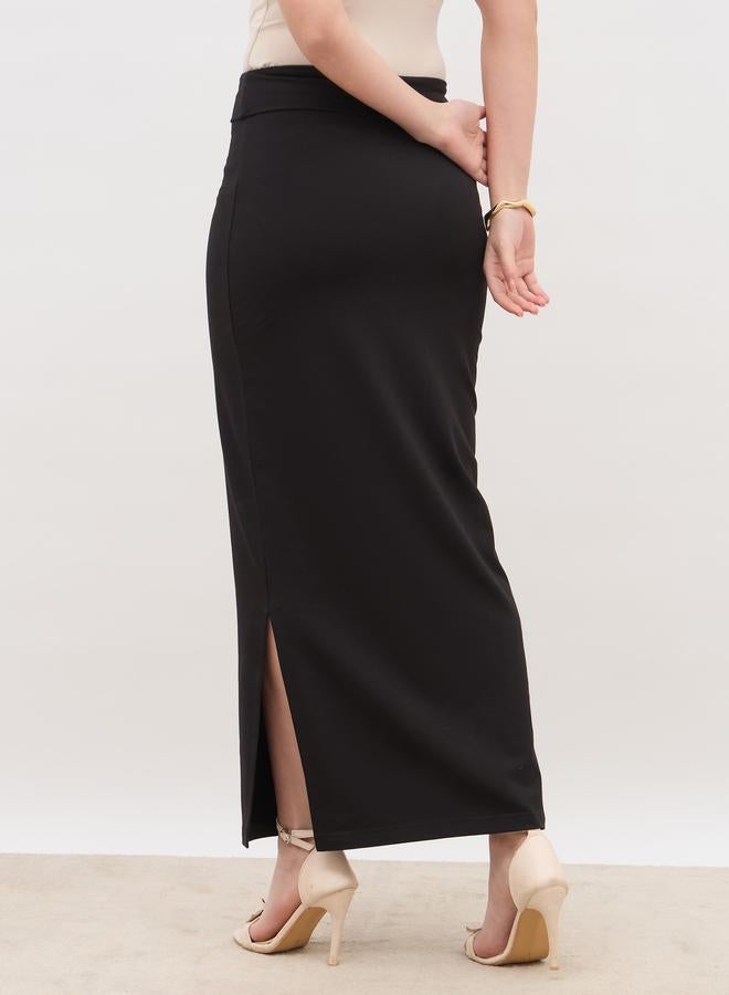 Styli Plain Bodycon Skirt with Wide Waistband - Image 5