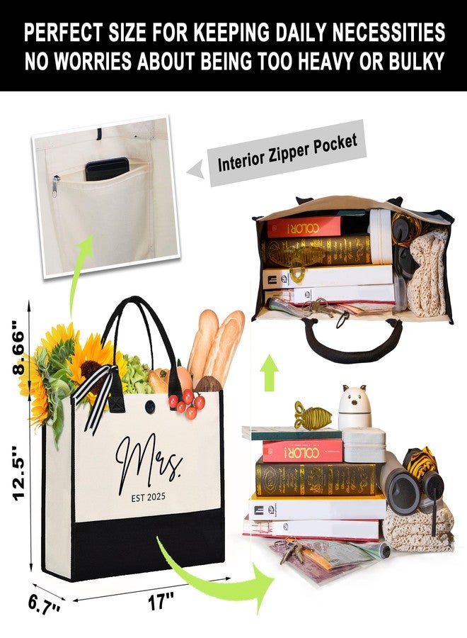 Afterprints Mrs Canvas Tote Bag for Bride 2025, Bride Gifts for Bridal Shower, Wedding Gifts for Bride to Be, Future Mrs, Engagement, Bachelorette Party Gift - Image 4