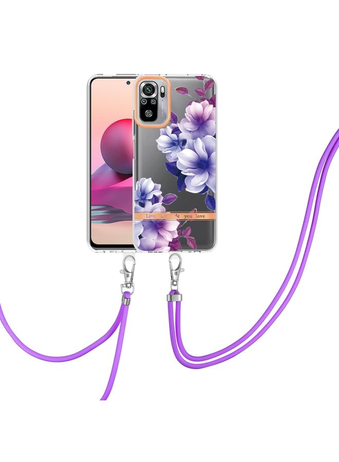 The Bros Case For Xiaomi Redmi Note 10s / Note 10 4G Flowers Series TPU Phone Case with Lanyard