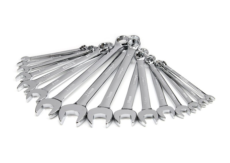 Steelman Pro 16-Piece Metric 6-Point Combination Wrench Tool Set, Durable Steel with Full Polish Chrome, Stamped Size Callouts - Image 2