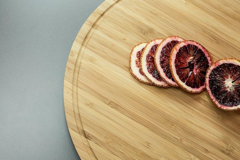 NIYANTA 3 in 1 Round MultiPurpose BambooMDFPlywood Fruit Vegetable Serving Chopping Cutting BoardPlateTrayuse as Pizza Serving pan Cake StandDurable Double Sided WorktopBrown 28W x15H cm - Image 5