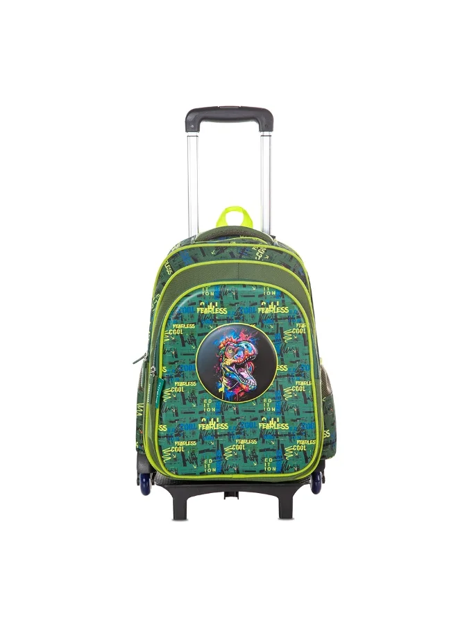 Eazy Kids Eazy Kids School Bag w/ Trolley, Pencil Case 16" - Dino Green