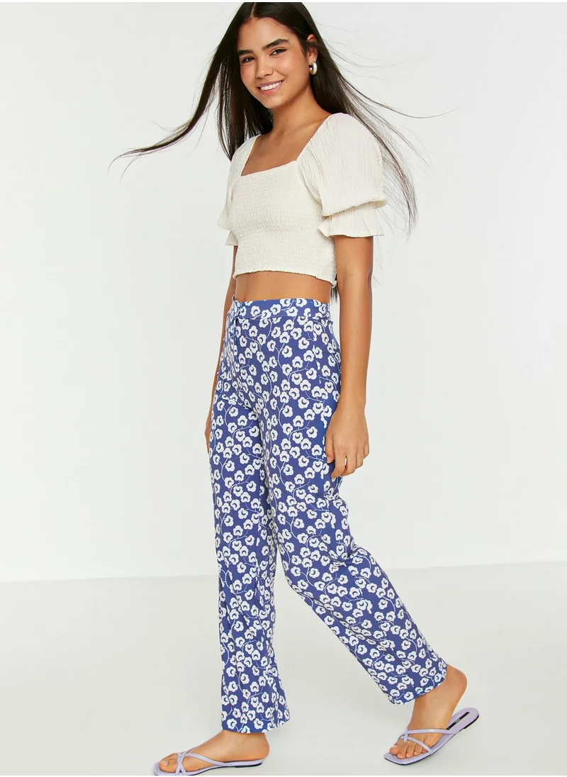 trendyol Floral Print High Waist Pants