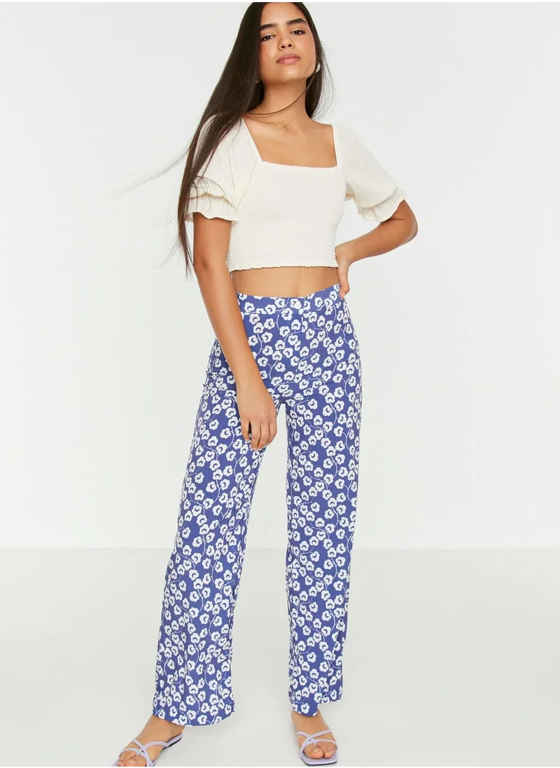 trendyol Floral Print High Waist Pants