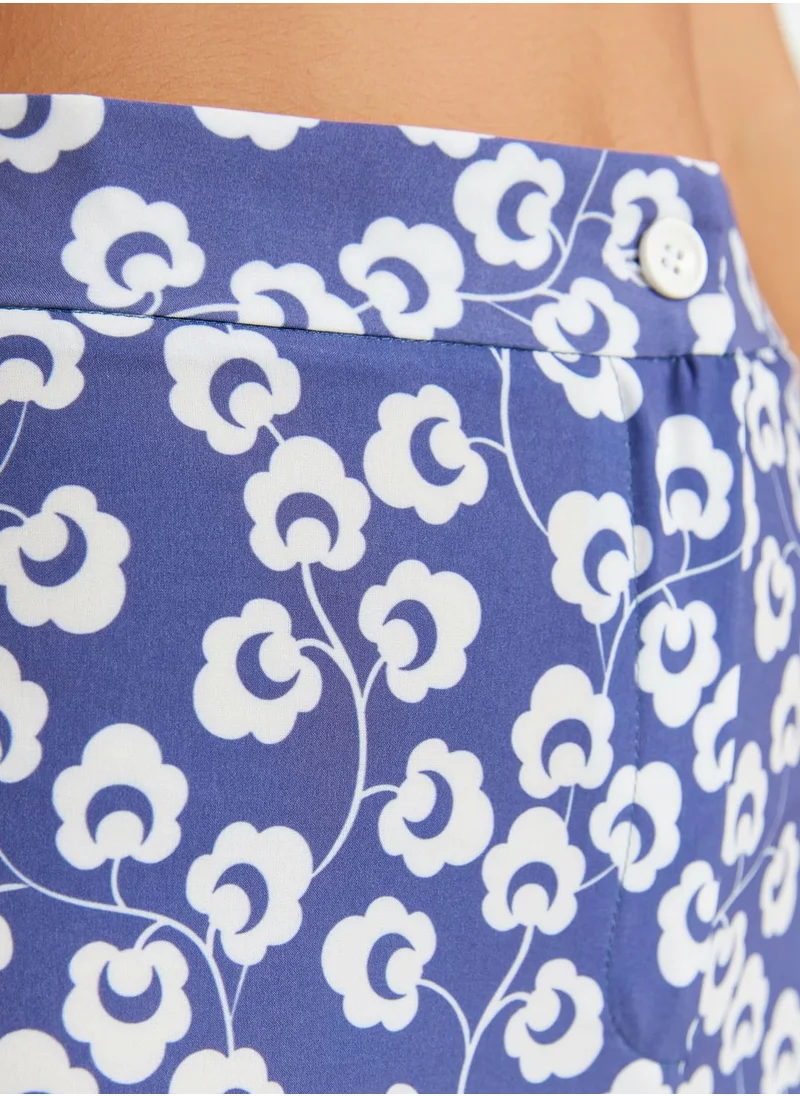 trendyol Floral Print High Waist Pants