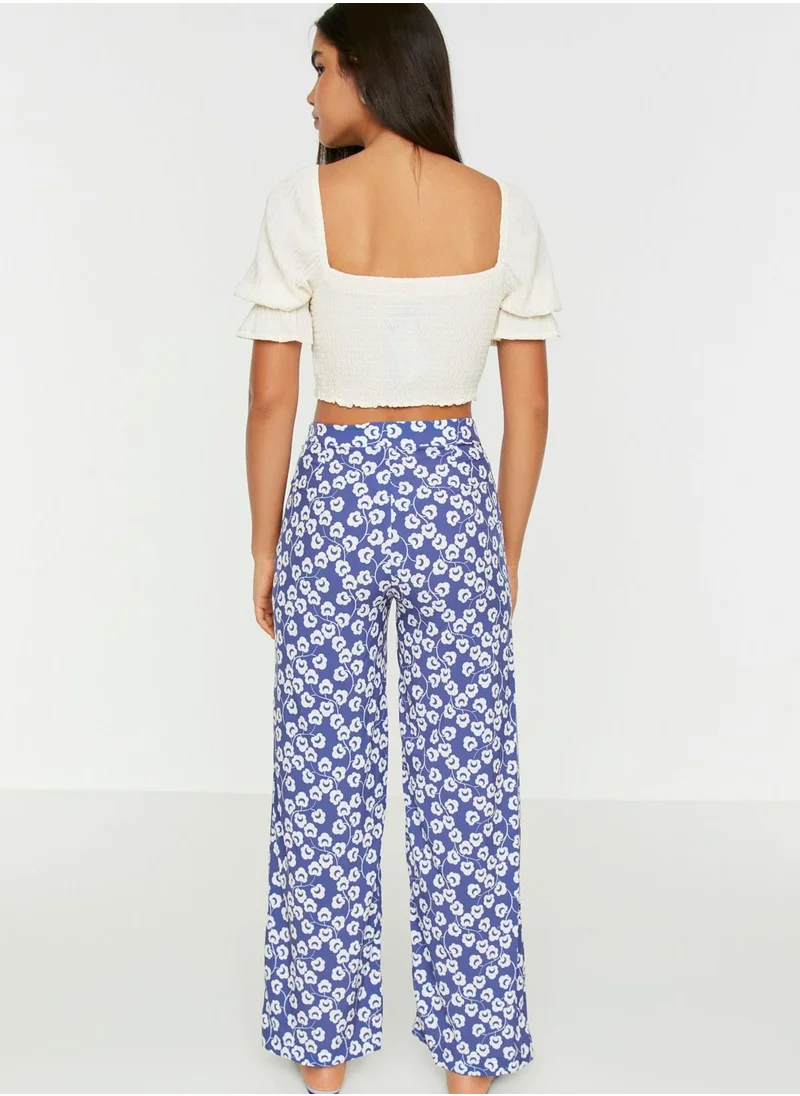 trendyol Floral Print High Waist Pants