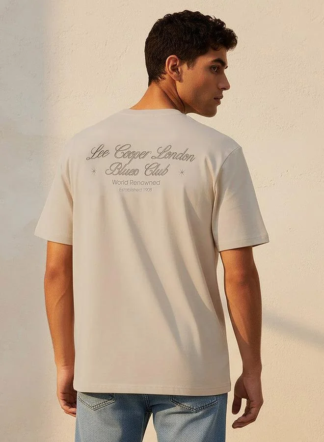 Lee Cooper Beige Lee Cooper Men Regular Fit Crew Neck Short Sleeve Logo Print T-shirt for Men | Best Price UAE