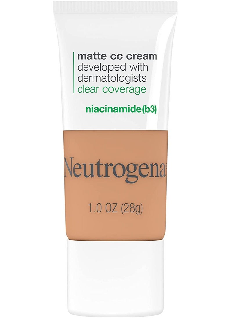 Neutrogena - Neutrogena Clear Full Coverage Flawless Matte CC Cream, Face Makeup with Niacinamide, Paraben & Phthalate Free, Wheat, 1 Fl Oz - Image 1