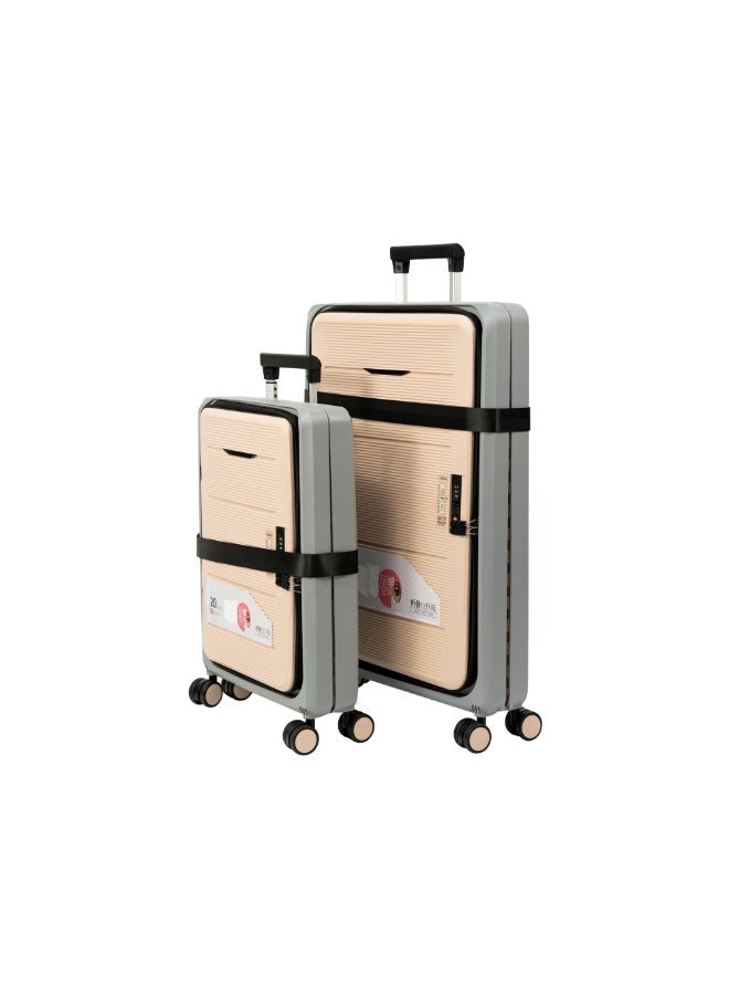Collapsible & Foldable Hardcase Cabin Plastic Suitcase for Travel for Men's & Women's | Travel Trolley Bag| 8 Wheels | TSA Lock | Easy-to-Store 26 Inch Beige - Image 5