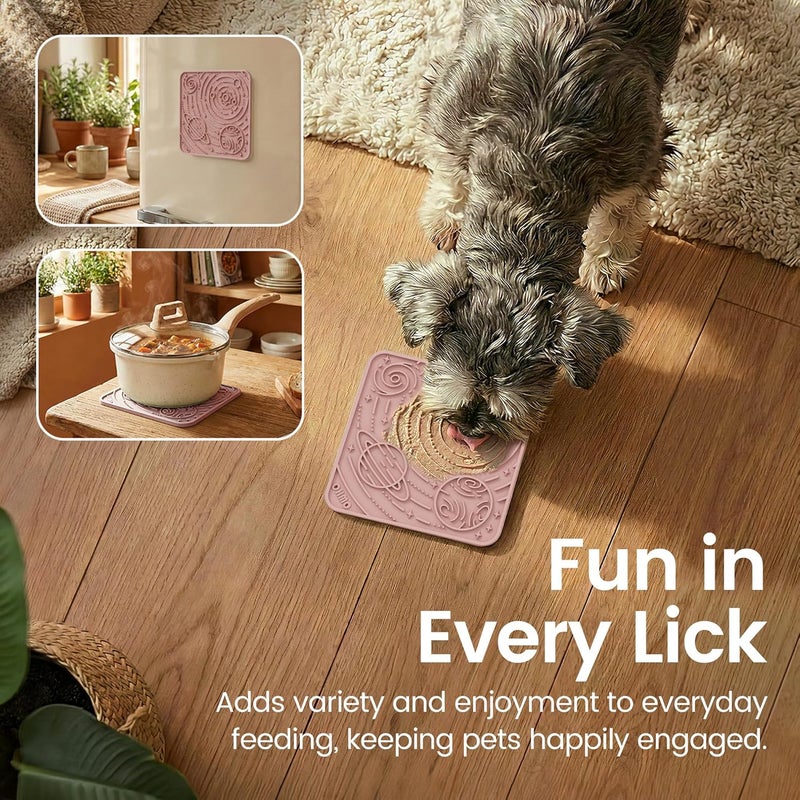 OHMO Lick Mat for Dogs and Cats - Small, Mars & Coral, 2pcs - Enrichment Accessories Toy for Anxiety Relief - Image 4