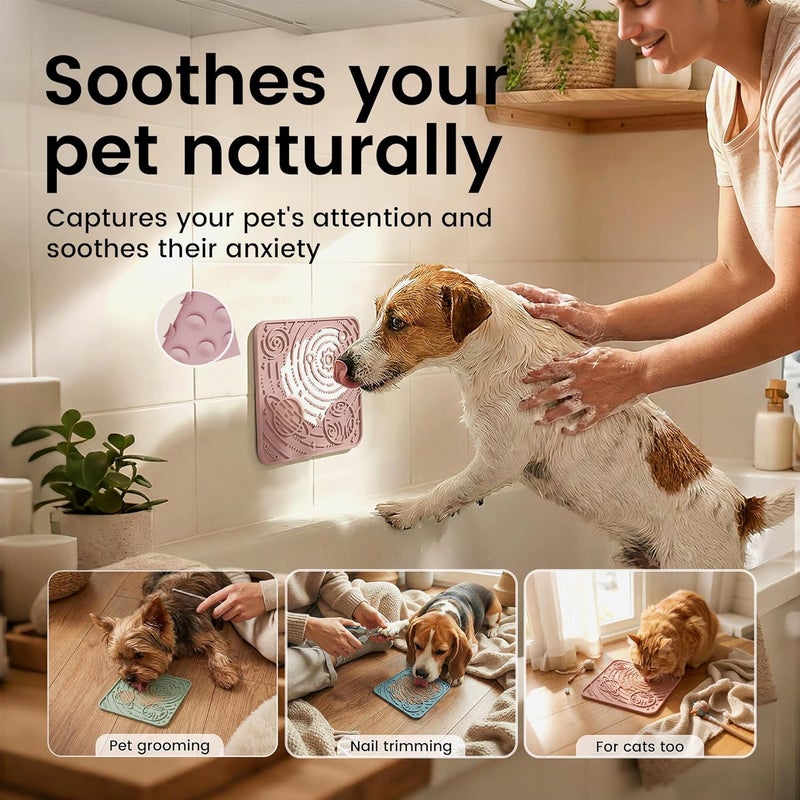 OHMO Lick Mat for Dogs and Cats - Small, Mars & Coral, 2pcs - Enrichment Accessories Toy for Anxiety Relief - Image 3
