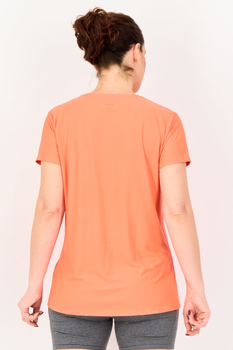 asics تي شيرت رياضي نسائي قصير الأكمام للجري، طماطم - Image 3