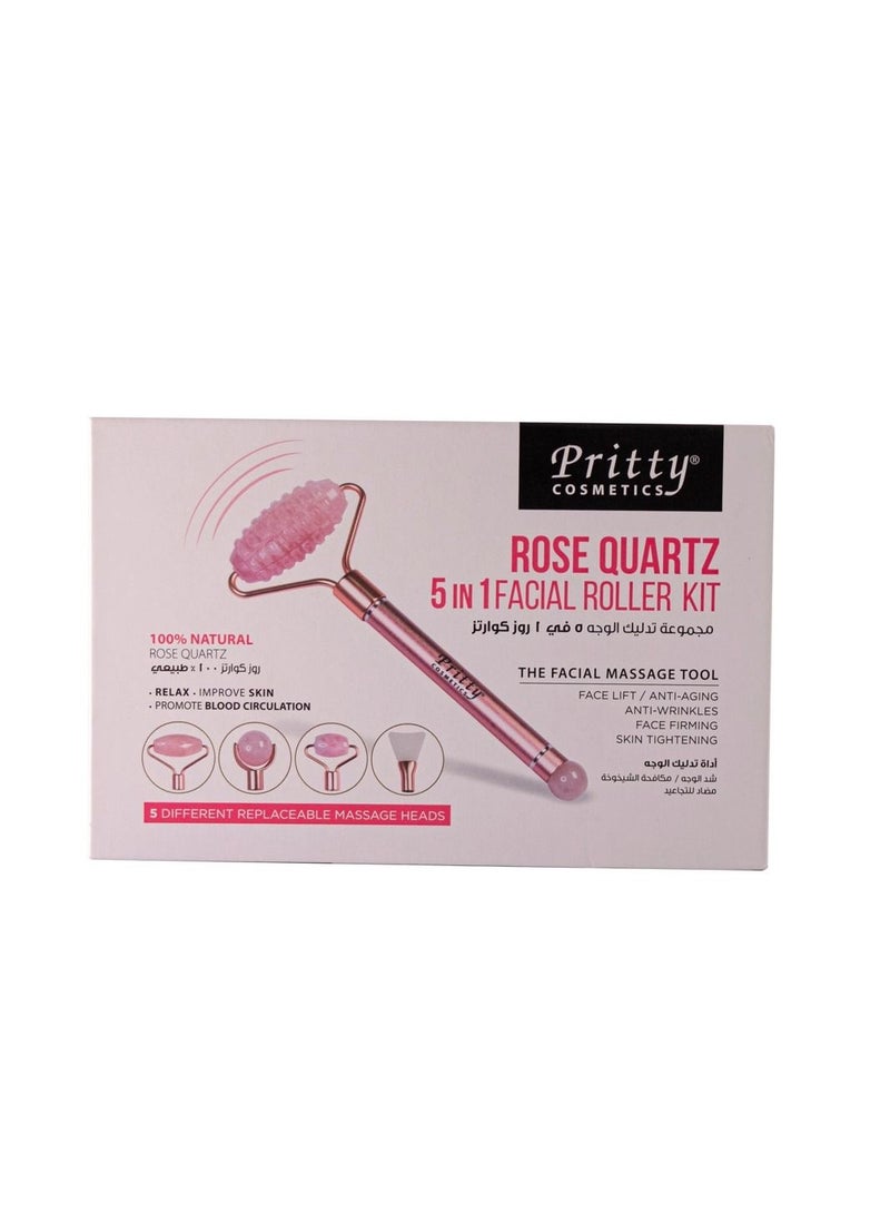Rose Quartz 5 In 1 Facial Roller Kit