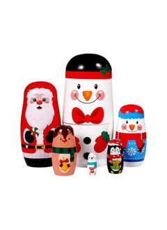 klarako 6 Pcs Christmas Nesting Dolls Handmade Wooden Stacking Dolls Russian Nesting Dolls Matryoshka Dolls Toy for Christmas Decoration Children Birthday Party Favors Gifts  - Image 1