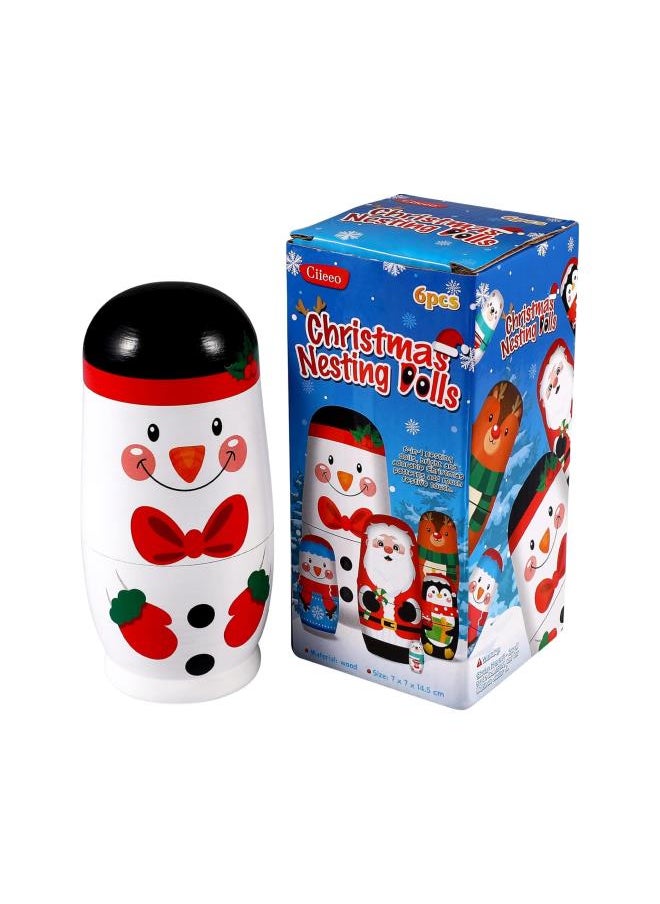 klarako 6 Pcs Christmas Nesting Dolls Handmade Wooden Stacking Dolls Russian Nesting Dolls Matryoshka Dolls Toy for Christmas Decoration Children Birthday Party Favors Gifts  - Image 2