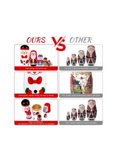 klarako 6 Pcs Christmas Nesting Dolls Handmade Wooden Stacking Dolls Russian Nesting Dolls Matryoshka Dolls Toy for Christmas Decoration Children Birthday Party Favors Gifts  - Image 5