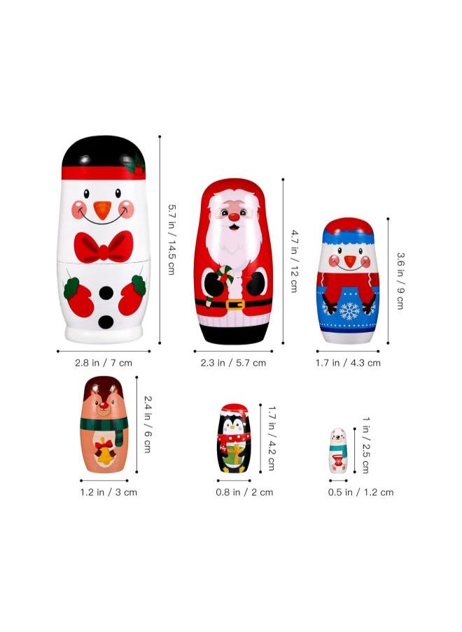 klarako 6 Pcs Christmas Nesting Dolls Handmade Wooden Stacking Dolls Russian Nesting Dolls Matryoshka Dolls Toy for Christmas Decoration Children Birthday Party Favors Gifts  - Image 3