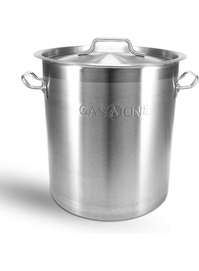 GasOne Stainless Steel Stockpot – 20qt Stock Pot with Lid and Capsule Tri-Ply Bottom – Heavy-Duty Cooking Pot for Beer Brewing, Soup, Seafood Boil – Satin Finish Stainless Steel Soup Pot - Image 1