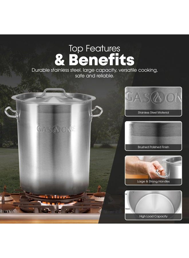GasOne Stainless Steel Stockpot – 20qt Stock Pot with Lid and Capsule Tri-Ply Bottom – Heavy-Duty Cooking Pot for Beer Brewing, Soup, Seafood Boil – Satin Finish Stainless Steel Soup Pot - Image 4