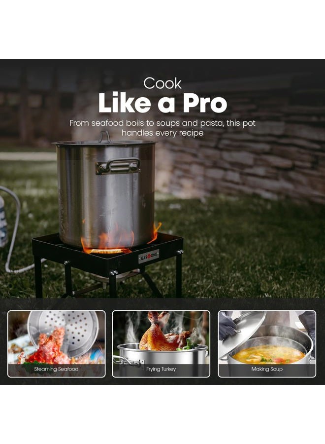 GasOne Stainless Steel Stockpot – 20qt Stock Pot with Lid and Capsule Tri-Ply Bottom – Heavy-Duty Cooking Pot for Beer Brewing, Soup, Seafood Boil – Satin Finish Stainless Steel Soup Pot - Image 5