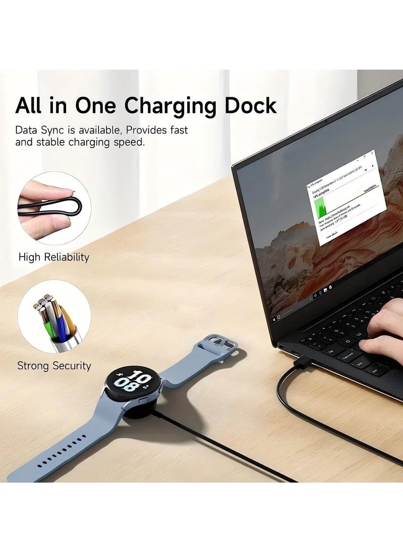 Generic Portable Smart Watch Charger Dock for Samsung Galaxy Watch7/6/5/5 PRO/4/3/Active 2/Active 1,USB A Magnetic Dock Fast Charger Black  - Image 4