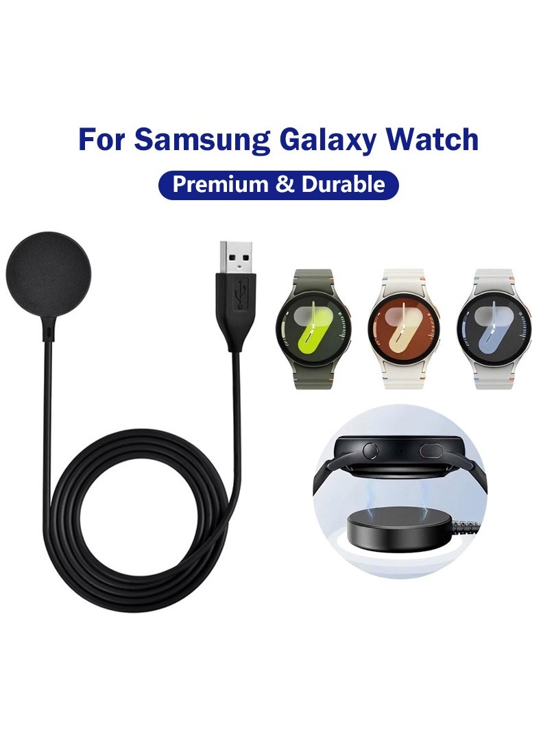 Generic Portable Smart Watch Charger Dock for Samsung Galaxy Watch7/6/5/5 PRO/4/3/Active 2/Active 1,USB A Magnetic Dock Fast Charger Black  - Image 1