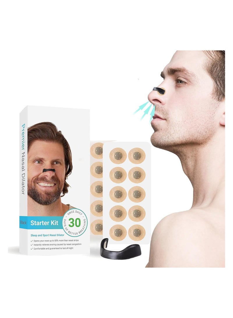 Zikra 30 Count Breathing Nasal, Strip Starter Kit, Boost Oxygen, Reduce Snoring, Improve Sleep Quality, Sweat Resistant, Skin Safe Nasal Strips, Extra Strength Snoring Solution (Black Round) - Image 1