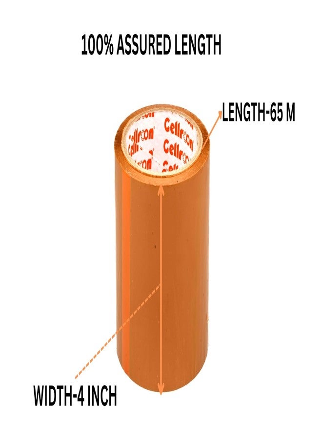 Cellroon Brown Cello Tape For Packing (4 Inch / 65 Meter) Bopp Self Adhesive Tape Rolls, Packaging Tape For Home, Office, And Industrial Use, (Pack of 1) - Image 3