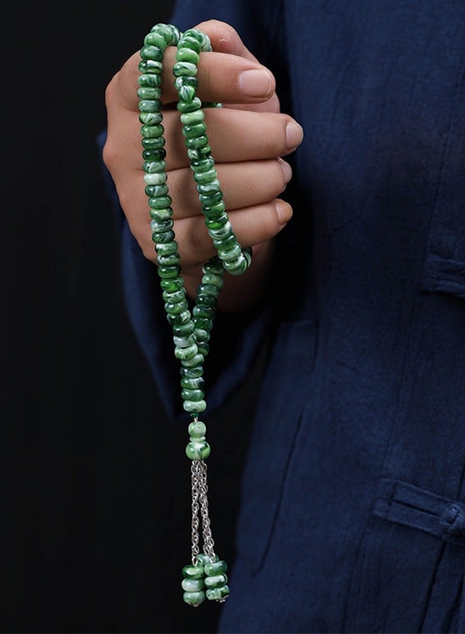 99 سبحة صلاة كلاسيكية من الأكريليك، سبحات تسبيح إسلامية، سوار تسبيح للصلاة من هوي، عرب، شرق أوسط، 8 مم - أخضر - Image 1