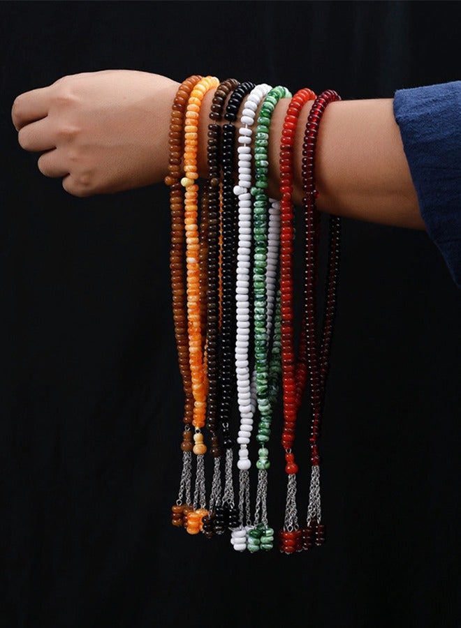 99 سبحة صلاة كلاسيكية من الأكريليك، سبحات تسبيح إسلامية، سوار تسبيح للصلاة من هوي، عرب، شرق أوسط، 8 مم - أخضر - Image 2