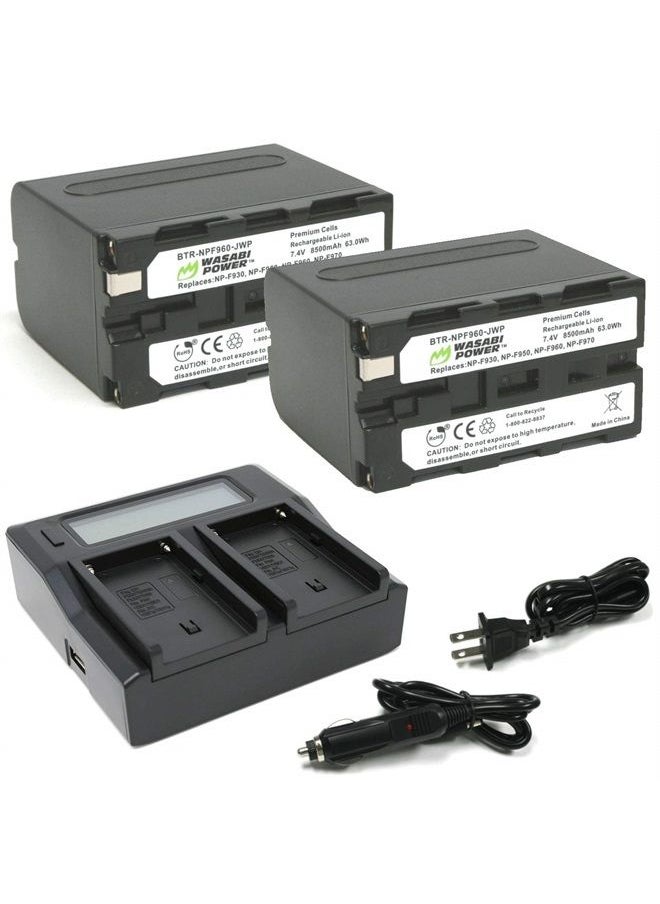 Wasabi Power - Battery (2-Pack) and Dual Charger for Sony NP-F950, NP-F960, NP-F970, NP-F975 (L Series) - Image 1
