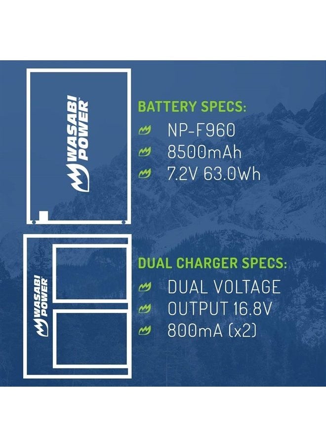 Wasabi Power - Battery (2-Pack) and Dual Charger for Sony NP-F950, NP-F960, NP-F970, NP-F975 (L Series) - Image 1