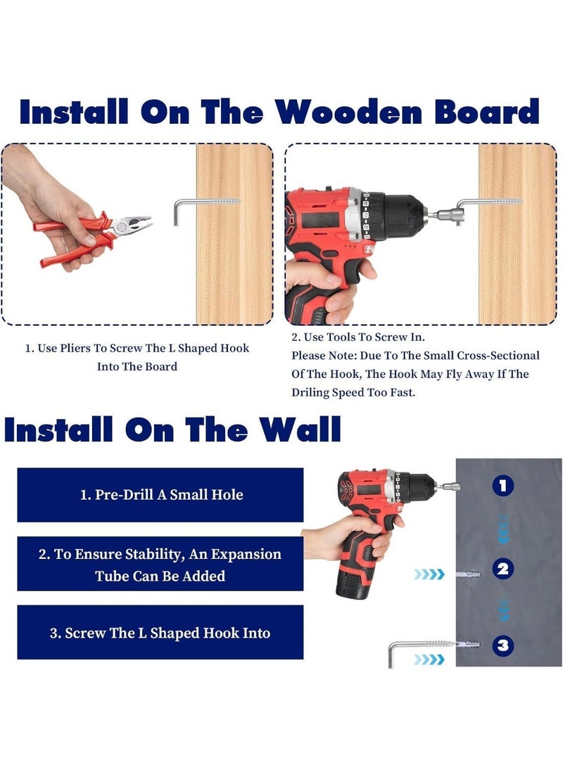 ستارك خطافات ستارك على شكل حرف L، 144 قطعة من خطافات التثبيت على الحائط بزاوية قائمة للتعليق - Image 5