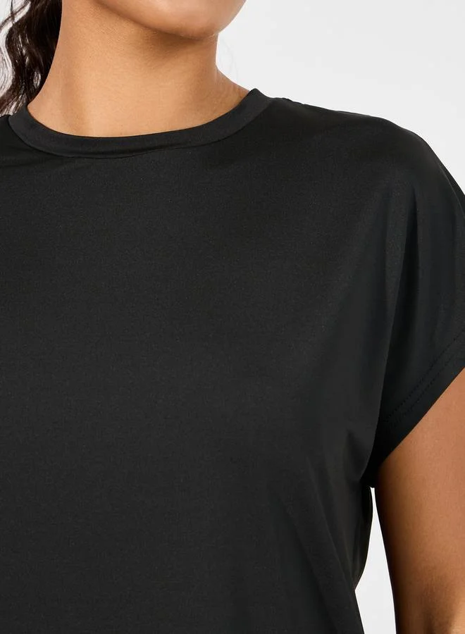 Styli Half Back Mesh & Reflective Stripe Detail Top