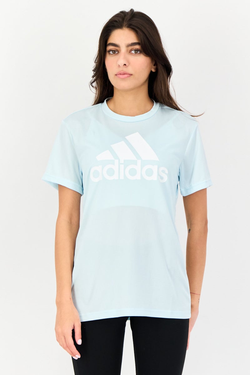 Adidas Women Sportswear Fit Short Sleeves Training T-Shirts, Light Blue - Image 1