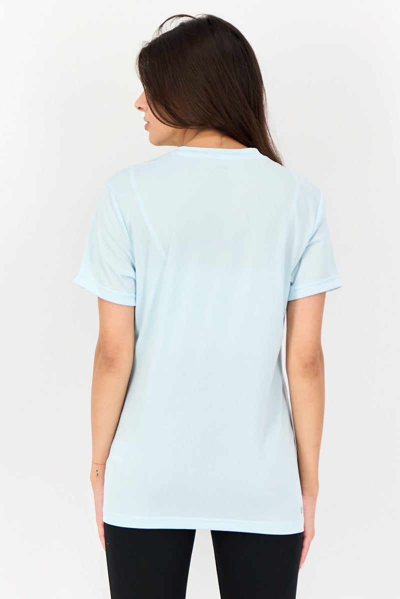 Adidas Women Sportswear Fit Short Sleeves Training T-Shirts, Light Blue - Image 3