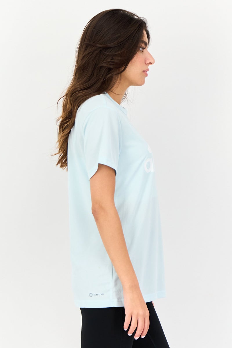 Adidas Women Sportswear Fit Short Sleeves Training T-Shirts, Light Blue - Image 2