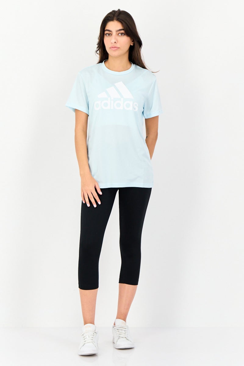 Adidas Women Sportswear Fit Short Sleeves Training T-Shirts, Light Blue - Image 4