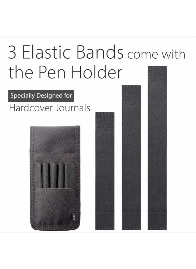 diodrio Pen Holder, Pencil Holder, Pen Sleeve Case for Hard Cover Journals, Notebooks, Books, Binders, Hold Multi Pens Pencils Rulers Durable Fabrics, Detachable, Elastic Band. Black.  - Image 2