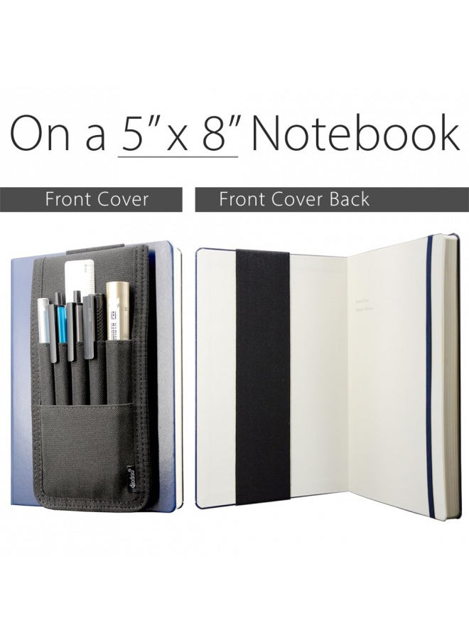 diodrio Pen Holder, Pencil Holder, Pen Sleeve Case for Hard Cover Journals, Notebooks, Books, Binders, Hold Multi Pens Pencils Rulers Durable Fabrics, Detachable, Elastic Band. Black.  - Image 3
