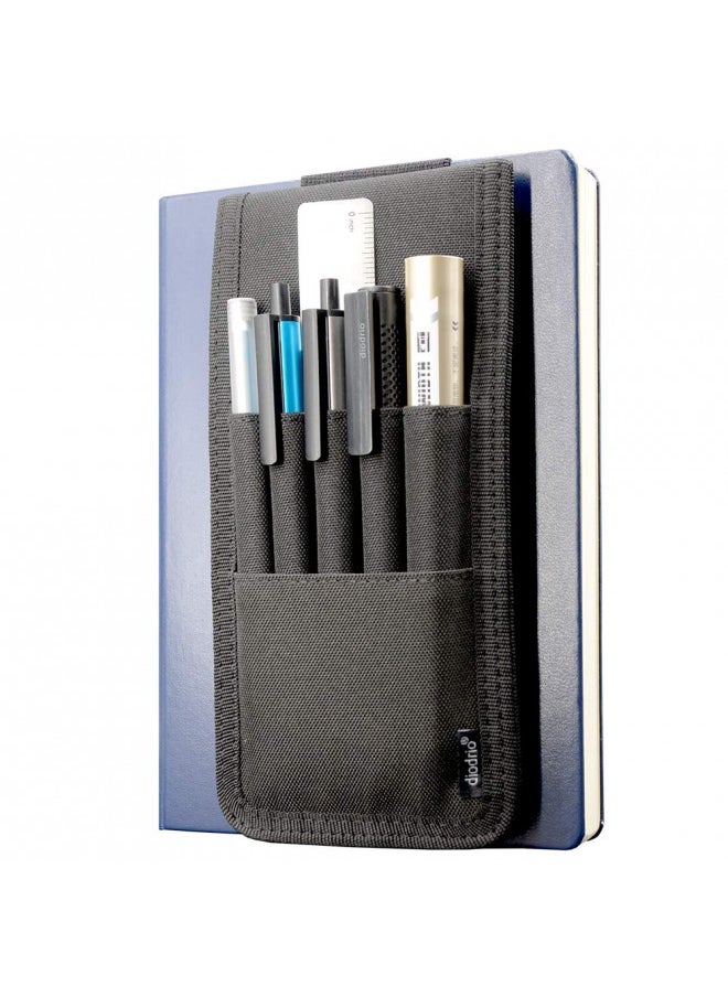 diodrio Pen Holder, Pencil Holder, Pen Sleeve Case for Hard Cover Journals, Notebooks, Books, Binders, Hold Multi Pens Pencils Rulers Durable Fabrics, Detachable, Elastic Band. Black.  - Image 1