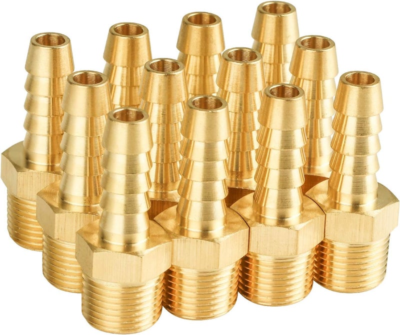 SUNGATOR 12 حزمة من ملحقات خرطوم الهواء 3/8 بوصة، ملحقات خرطوم نحاسية، محول أنبوب ذكر 3/8 بوصة NPT إلى نهاية خرطوم 3/8 بوصة، مجموعة إصلاح خط الهواء النحاسية 3/8 بوصة للضاغط، الغاز، ورشة السيارات - Image 1