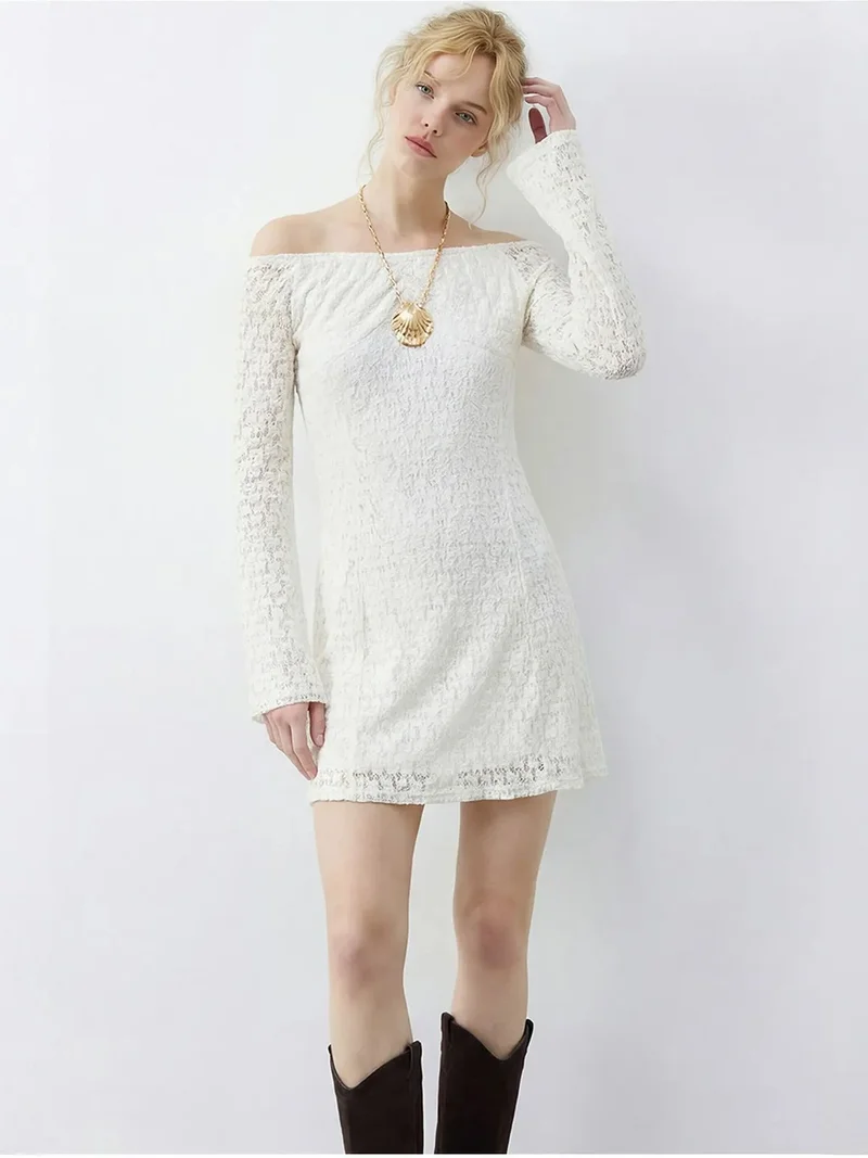 LUCCI Lace Off Shoulder Mini Dress