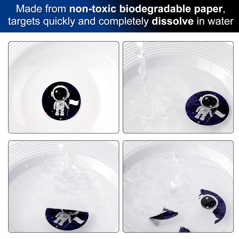 Chinco 120 Pcs Pee Targets for Boys Training Toilet Tinkle Flushable Paper Stickers You Pee on Boys Potty Training Targets Potty Aids Flushable Chart for Toddlers Use(Space Style) - Image 5