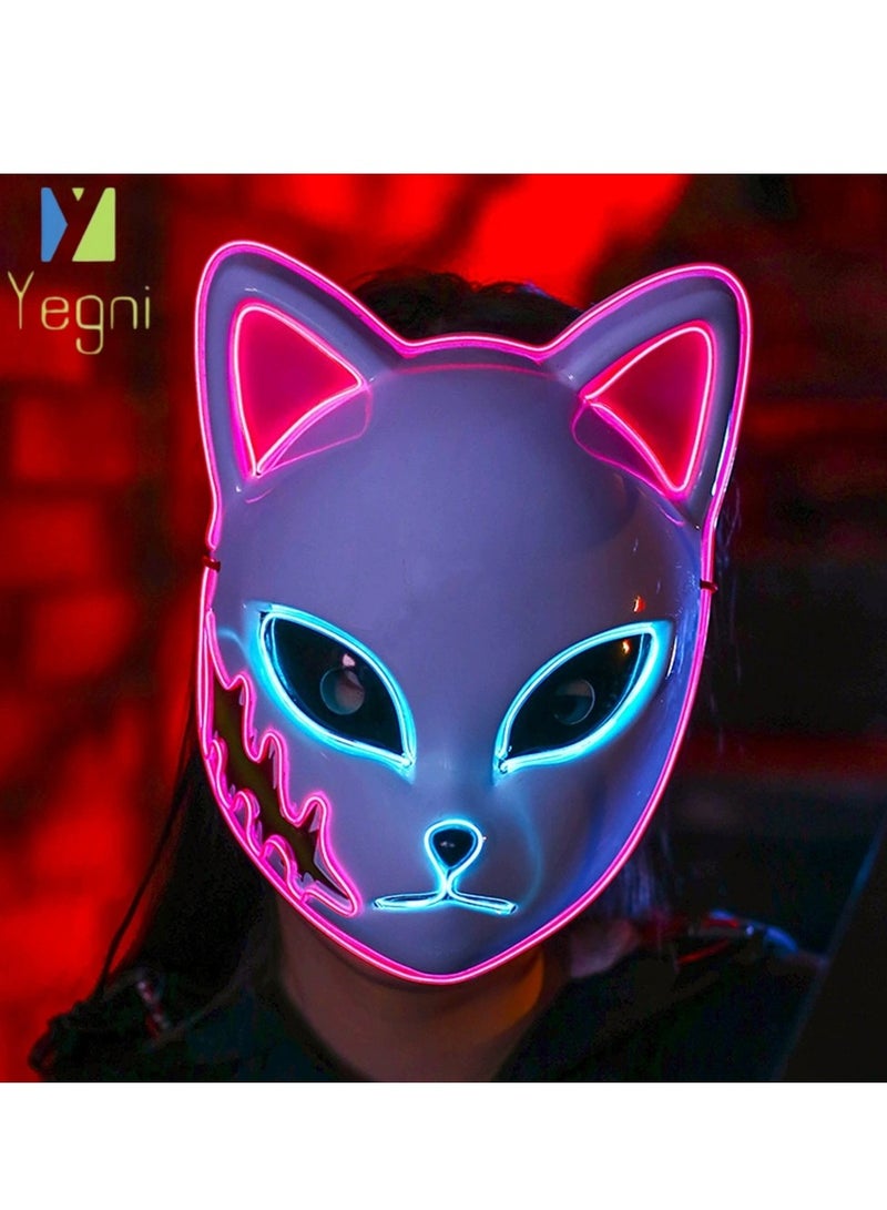 نعم سيدي. قناع مضيء من أنمي قاتل الشياطين كيميتسو نو يايبا، قناع أداء بإضاءة باردة - Image 1