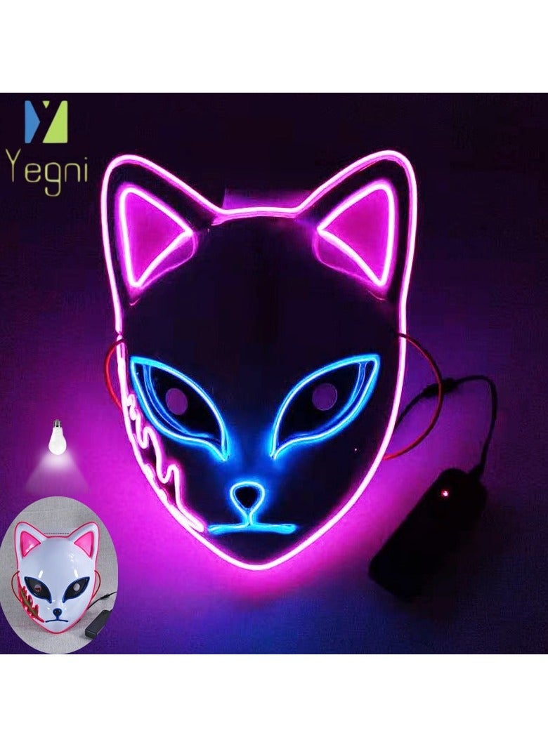 نعم سيدي. قناع مضيء من أنمي قاتل الشياطين كيميتسو نو يايبا، قناع أداء بإضاءة باردة - Image 3