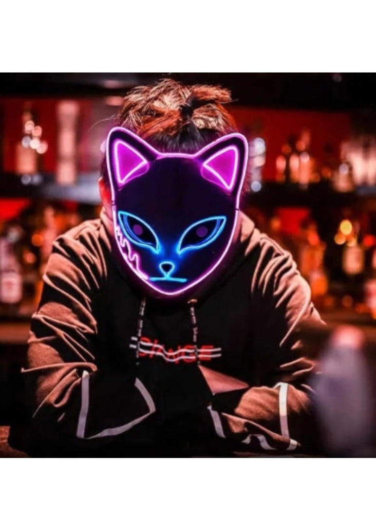 نعم سيدي. قناع مضيء من أنمي قاتل الشياطين كيميتسو نو يايبا، قناع أداء بإضاءة باردة - Image 2